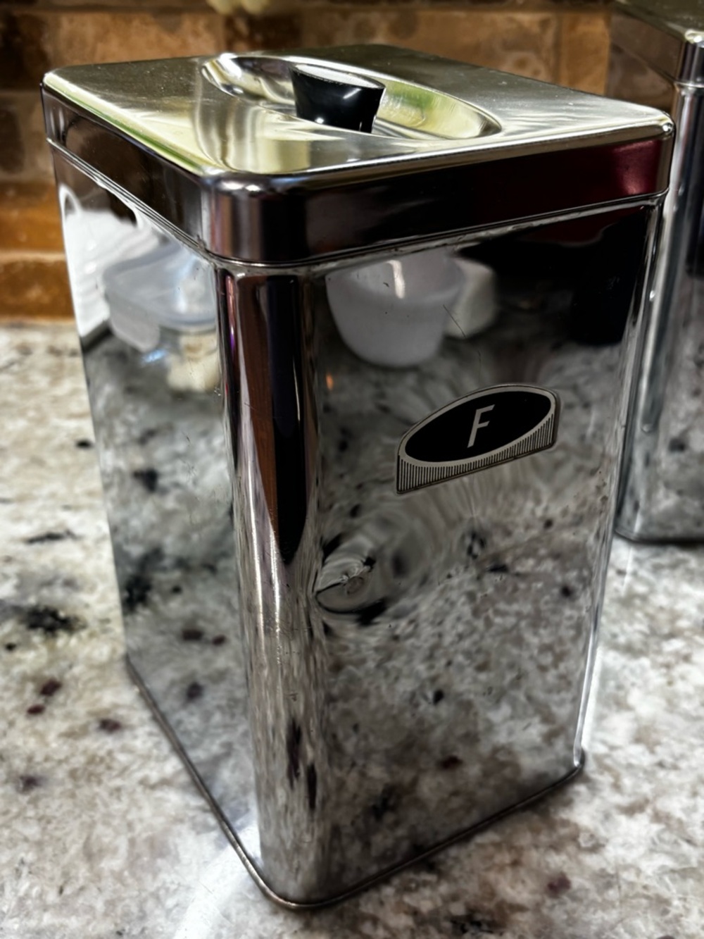 Duro set of 4 vintage chrome kitchen canisters: flour, sugar, coffee, tea - Picture 5 of 12